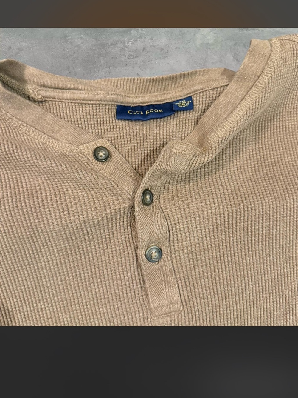 Men's Polo Ralph Lauren Club Room Waffle Knit Henley Long Sleeve - Picture 3 of 3